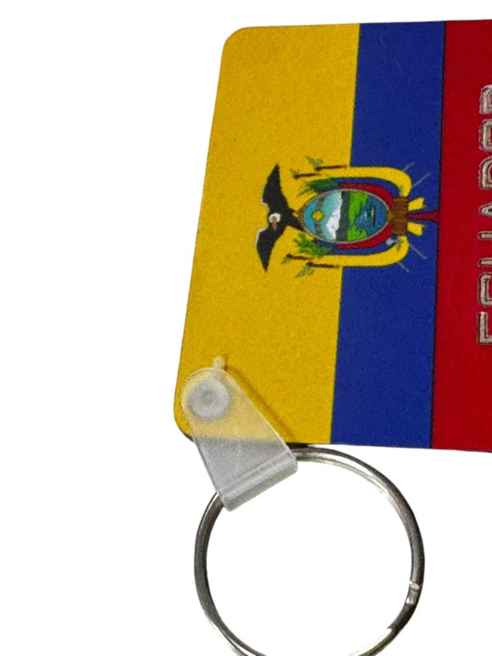 Ecuador Flag Keychain with  Ring, Rectangular Design - Picture 6 of 8